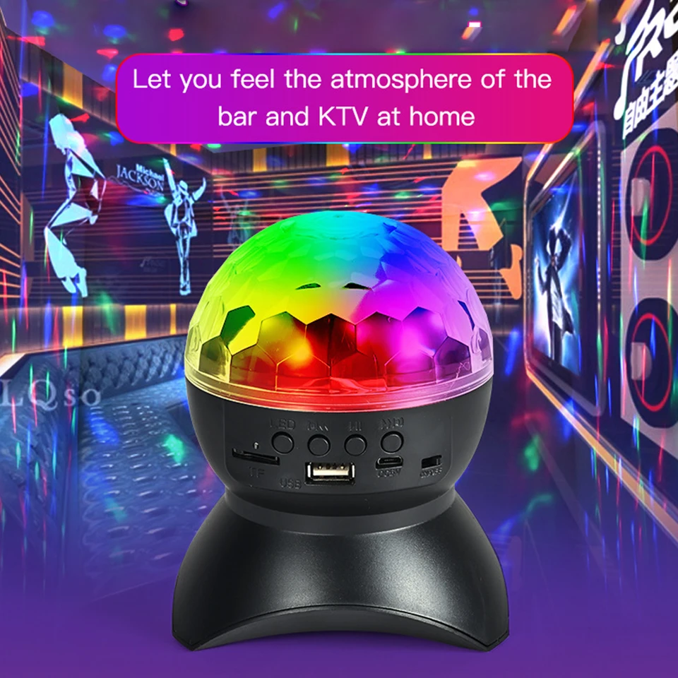 RGB projektor Svetlo s Bluetoothom kompatibilným reproduktorom Disco Strobe Lamp USB nabíjanie za DJ Narodeninové oslavy nočné klub Decor Decor