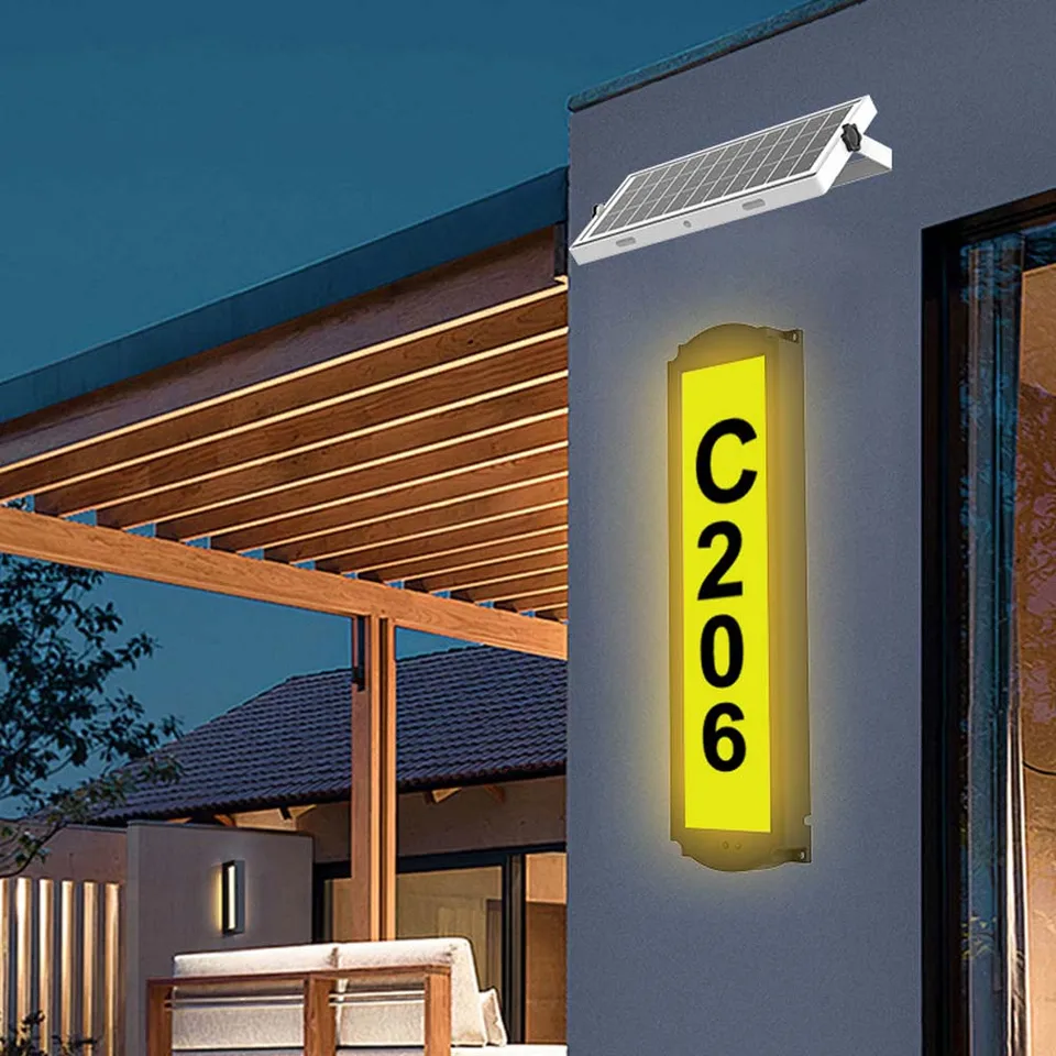 RGB Solar House Numbers Svetlo pre vonkajšiu vodotesnú LED adresa Sign Lamp Lamp Street záhradná poštová schránka Plaque Solar Wall Light