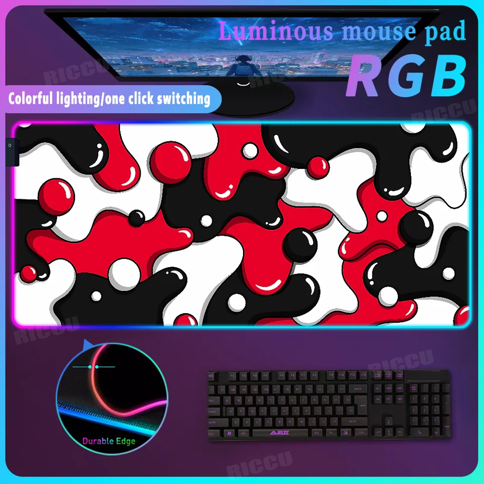 RGB Strata Liquid Mat MousePad Art Koberce LED LED svetlo farebné žiarivé podsvietenie stolovej matkou PC Gaming Desk Mat Klávesnica Abstraktná podložka