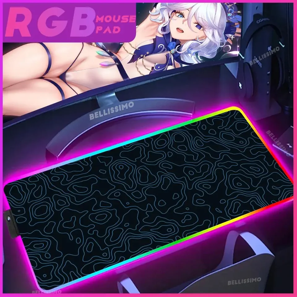 RGB Veľká podložka myši farebná topografická čiara xxl herná herná myš MousePad LED myš Mouse Gamer MousePads stolové podložky Klávesnicové rohože