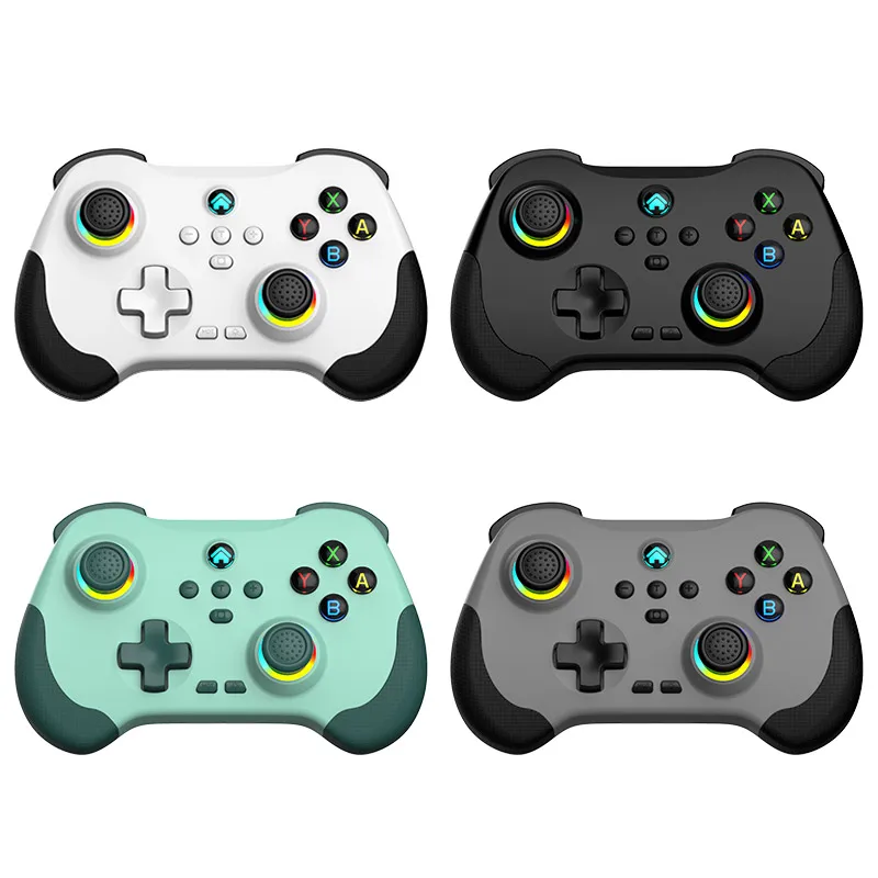 RGB Wireless Controller Dual Vibration GamePad Bluetooth-kompatibilný podporný podporný turbo programovateľný s 3D halovým joystickom pre PS3 PS4