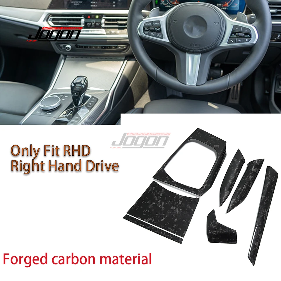 RHD kované uhlíkové vozidlo Interiér Centrálna konzolová rada prevodovky Panel Panel Tink pre BMW 3 4 Series G20 G21 G22 G23 G24 Príslušenstvo
