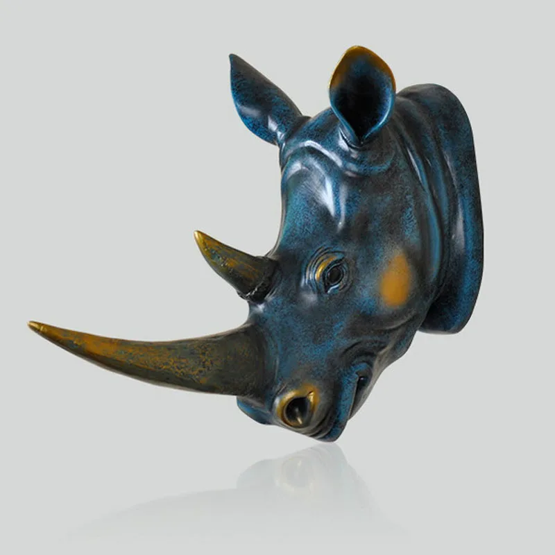 Rhino Head Wall Decor Socha Domáca socha dekorácie Doplnky Abstraktné svadobné vianočné ručne vyrábané živice umelecké remeslo