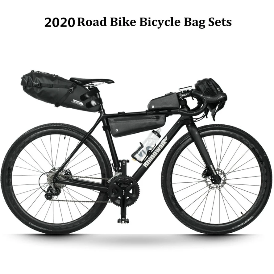 Rhinowalk 4ks cyklistické vrecká súpravy vodotesných bicyklov sedlové vrecko na riadidlá na riadidlá vrecka MTB Road Road Bike Dlhá vzdialenosť veľká kapacita