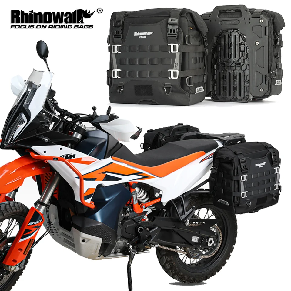 Rhinowalk na strane motocykla Pannier Bag 35L rýchle uvoľnenie vodotesný motocykel sedlová taška cestovná batožina Storage Box Riding puzdro