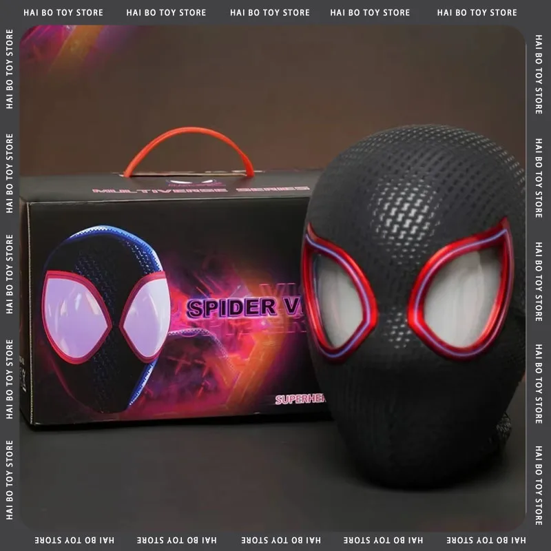Riasenka Miles Spider-Man Head Gear Cosplay pohybujúce oči Elektronická maska ​​diaľkové ovládanie hračiek Cosplay kostým dospelých Dospelé darčeky