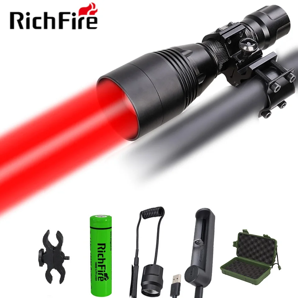 Richfire SF-396 Zoom LED baterka Nočné videnie 850nm červeno zelená biela výkonná zbraň do roku 18650 batéria na poľovníctvo