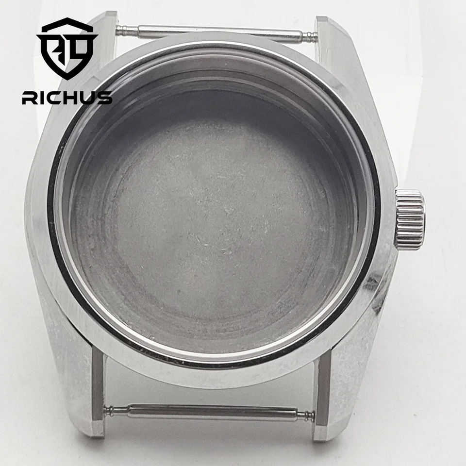 Richus NH35 Case 36mm Silver Watch Case Sapphire Glass Fit NH34 NH35 NH36 ETA2824 PT5000 Pohyb