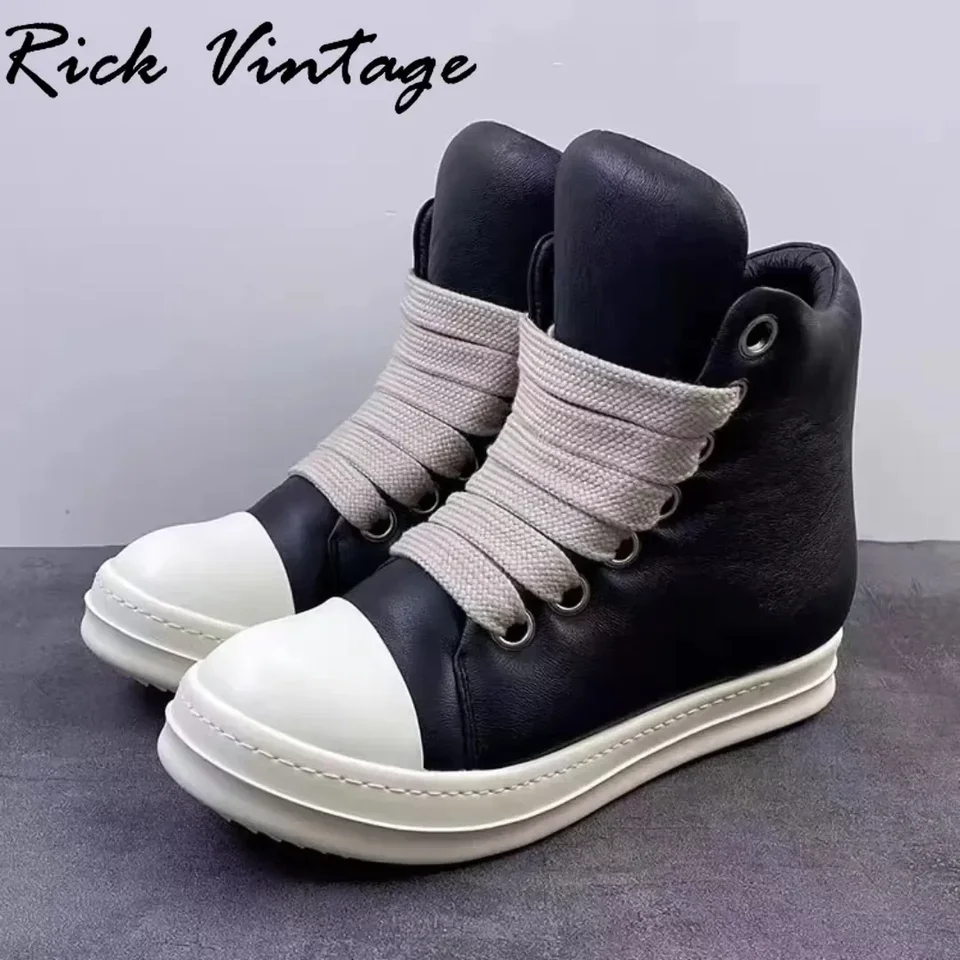 Rick Vintage Platforma High Top Brand tenisky Hrubé šnúrky módne muži topánky Čierna kožená neformálna dámska robustná teniska 45 46