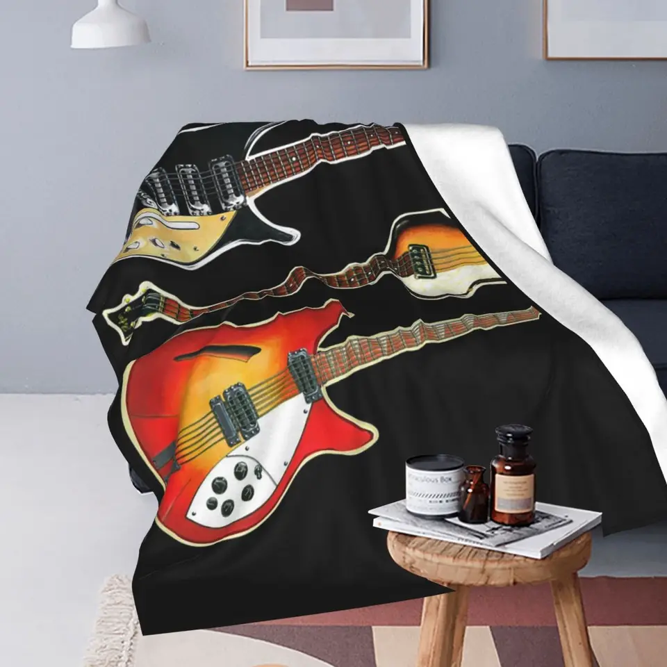 Rickenbacker gitary a Hofner Bass Deaket Delate Mäkké teplé flanelové hádzanie prikrývky Bedspread pre posteľ obývacia izba cestovanie domov pohovka