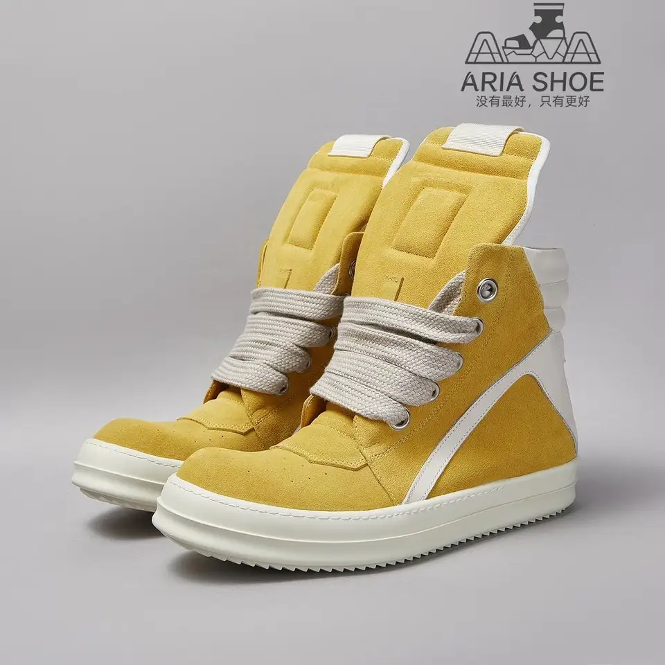 Rickss Men Shoes Classic geobasket retro štýl žltá krava semiš O-wens Ženy členkové topánky luxusné príležitostné topánky Ženy Men tenisky