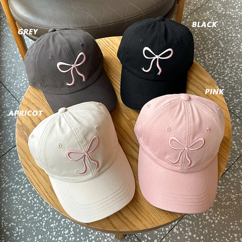 Ricygvm Bow vyšíva ženy baseballové klobúky sladké dievča Duckbill Cap Outdoor Sun Ochrana kačacie jazykové čiapky s masívnym farebným priezormi 모자
