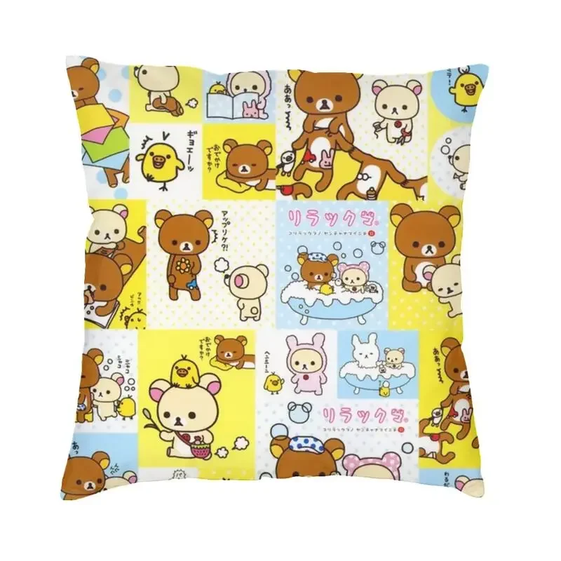 Rilakkuma vianočný vankúšik pokrývať dve bočné kreslené postavy podlahové vankúš pre obývaciu izbu módna dekorácia vankúš