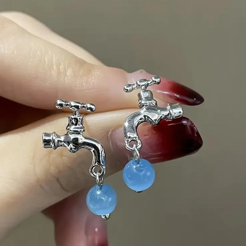 Rimit S925 Strieborná ihla Módne roztomilé náušnice s vodou s modrým kúzlom kvapiek pre ženy jemné dizajnérske náušnice