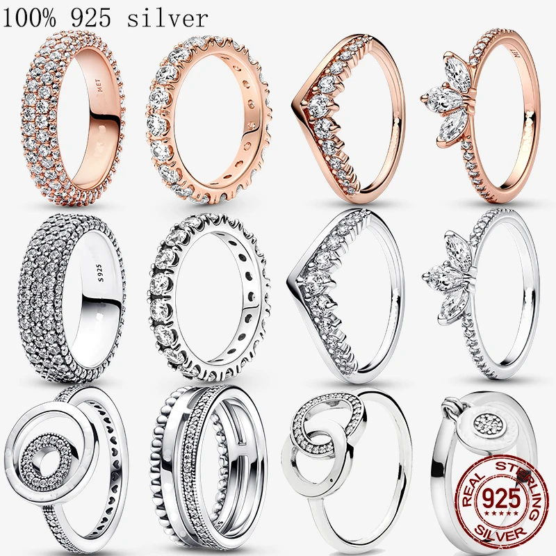 Ring Silver 925 HORK PREDAJ STARKATIBLE Nekonečné srdce Daisy kvetinový prsteň pre ženy Originálne striebro 925 Rings Značka šperky darček