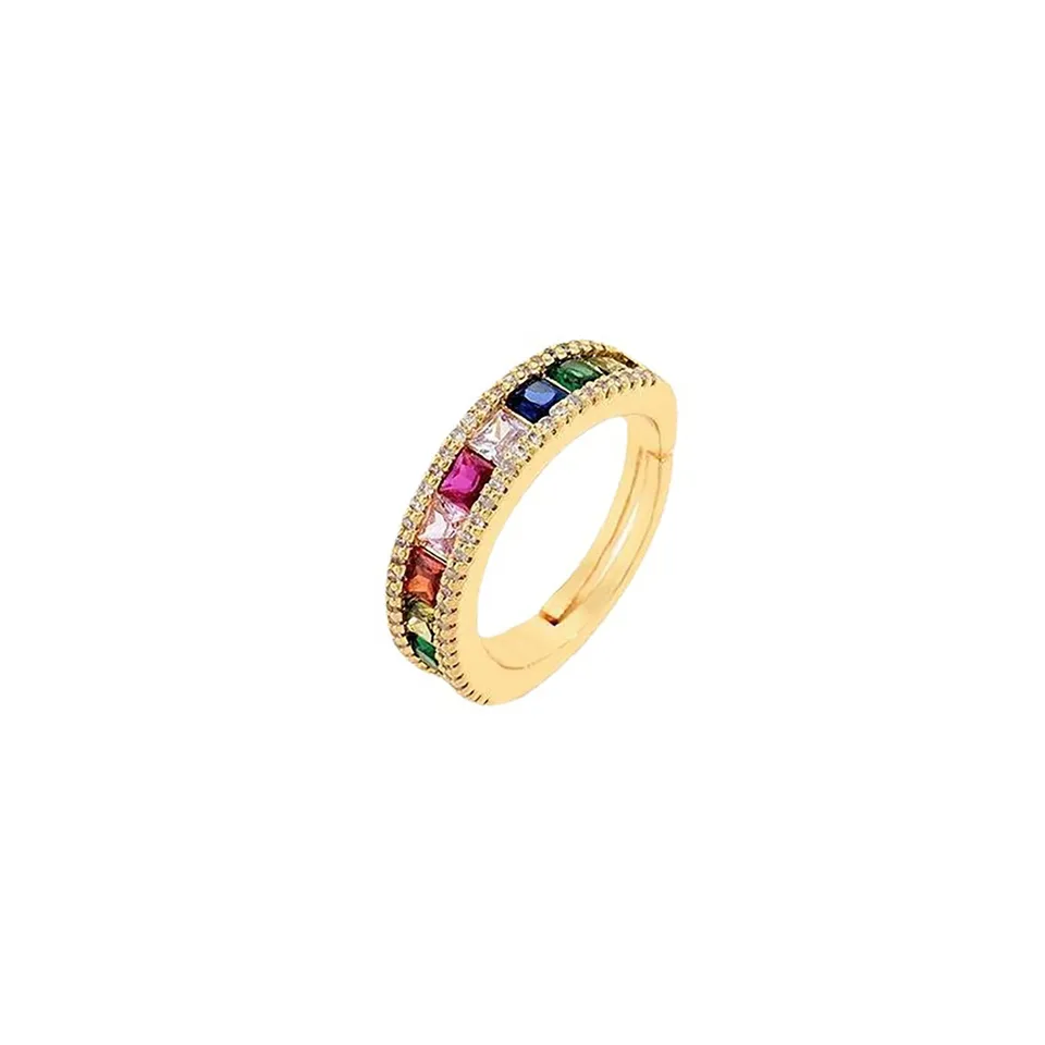 Rings Variety Pack módne šperky Sladké farebné zirkón Otvorené prsteň Dámsky geometrický prsteň Otváranie tínedžerských šperkov pre dievčatá