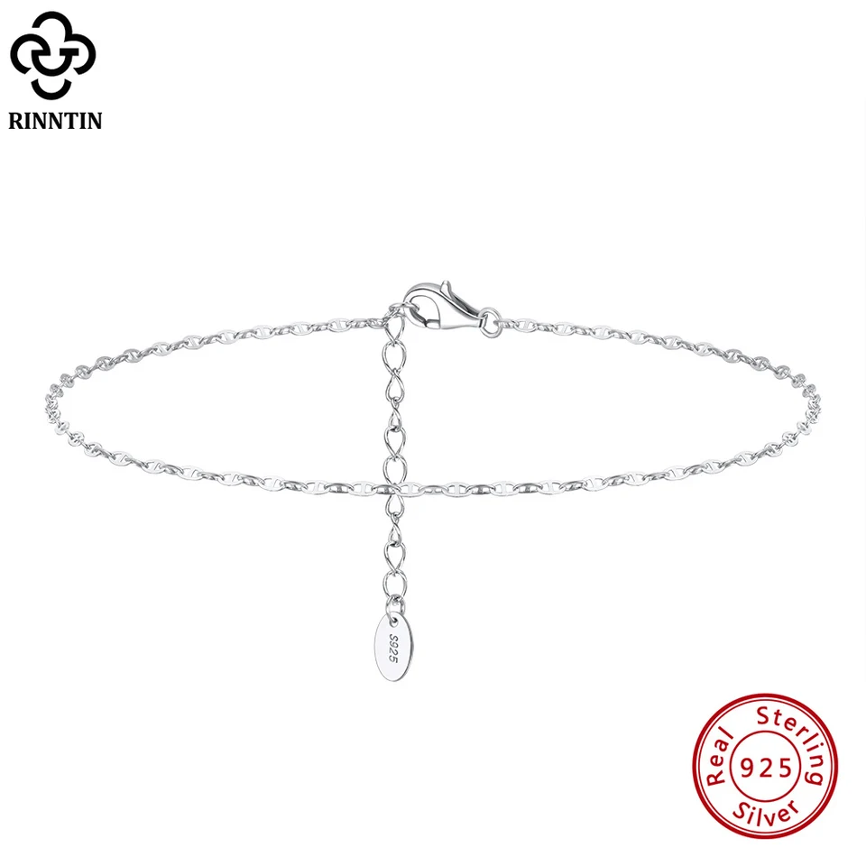 Rinntin 925 Sterling Silver 1,5 mm námorné reťazce členky módne Ženy Summer 14k Gold Foot Náramok členkových popruhov šperky SA24