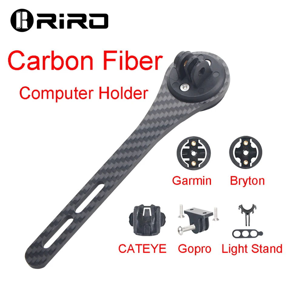 Riro Bicycle Uhlíkové vlákno držiak počítača Road Road GPS Mount Cycling Stopwatch Schadometer stojan pre Garmin/Bryton/Wahoo/GoPro