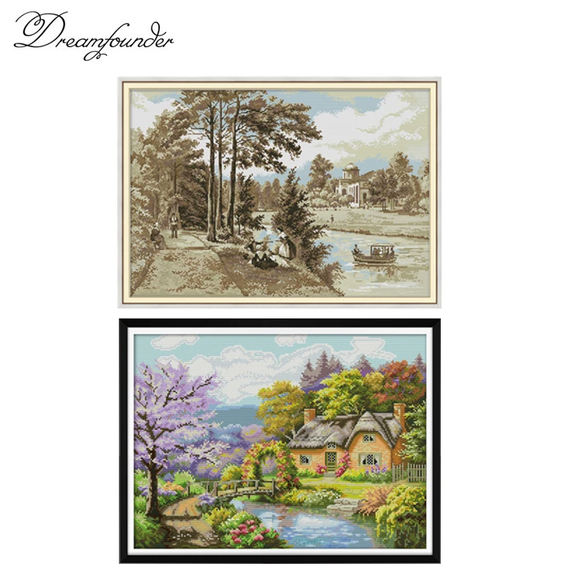 Riverside Series Cross Stitch Kit Aida 14ct 11ct Count Print Canvas Stitches vyšíva