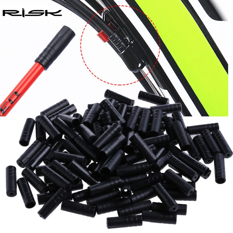 Riziko 100ks/šarža 4 mm 5 mm road horské bicykle posuvné posun prehnane kábel Crimps Crimps bicykelový drôt koncové čiapky kryty feruly