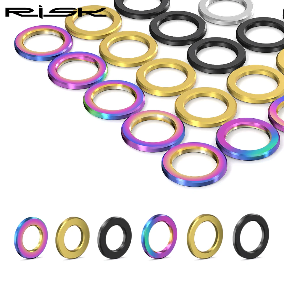 Riziko 10ks titánové zliatiny Ploché podložky pre bicykel M5 M6 Ti Skrutky skrutiek SPACERS pre MTB Mountain Road Bike Bolts Galts Časti