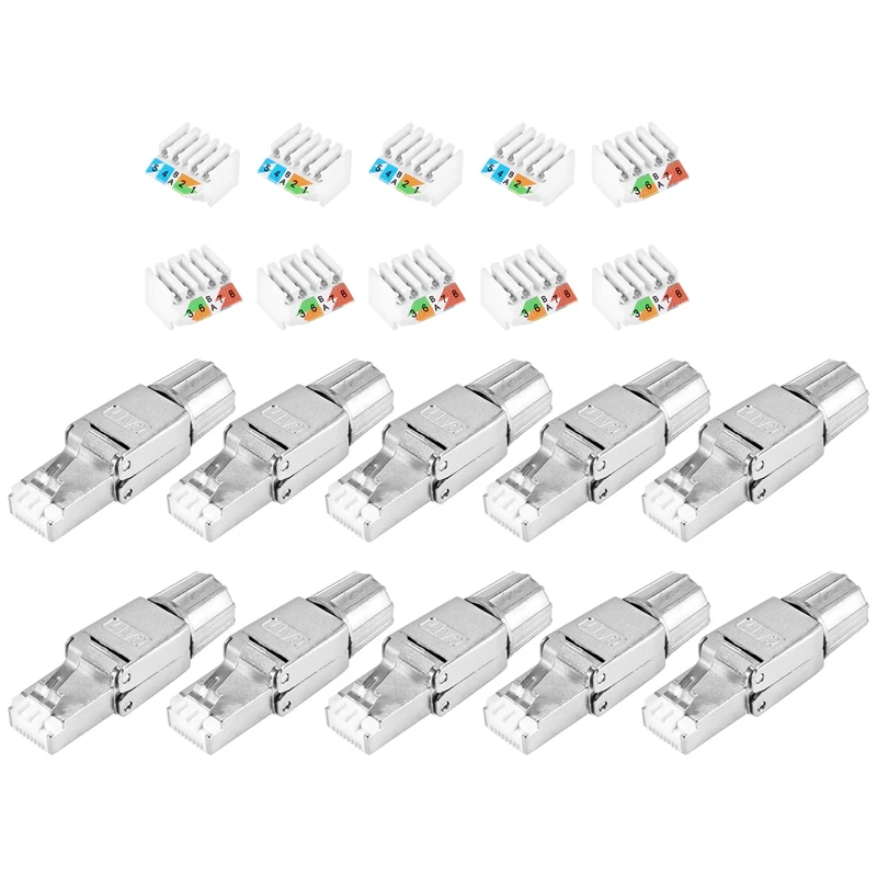 RJ45 CAT7 Konektory bez použitia nástroja bez použiteľného tieneného Ethernet Ukončovacie zátky, internetová zástrčka, rýchla inštalácia poľa