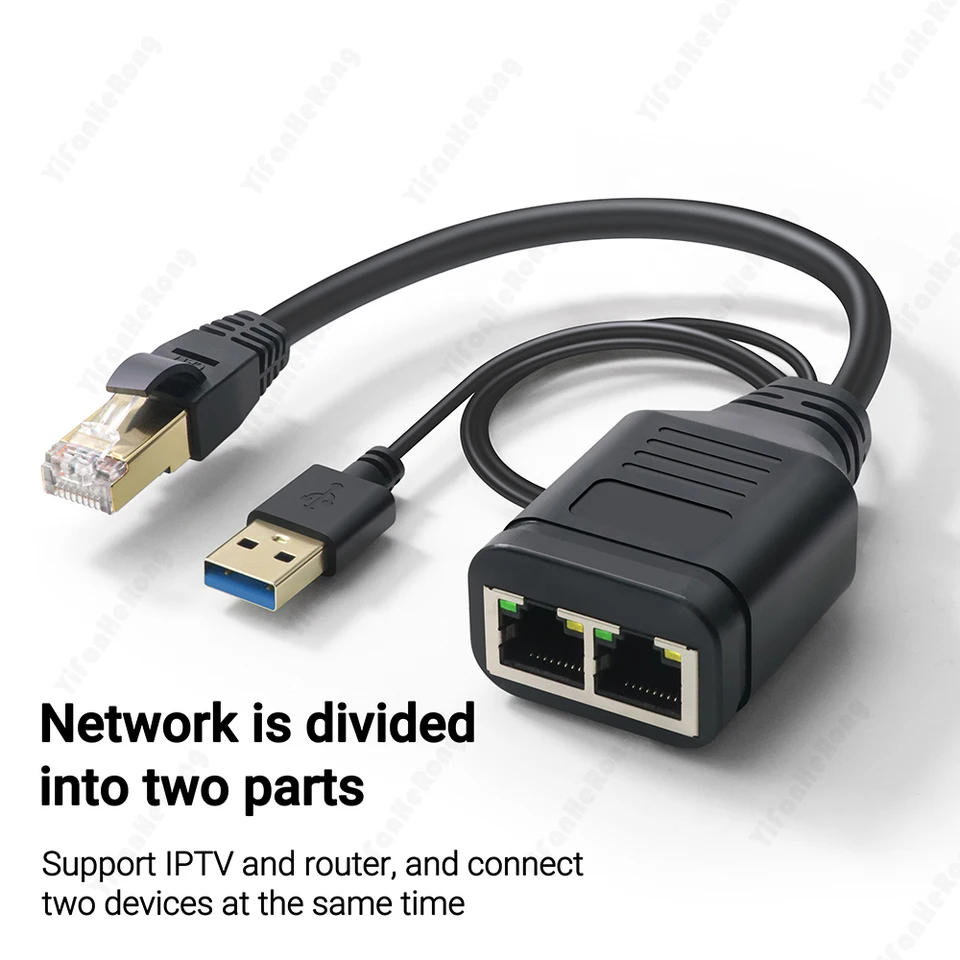 RJ45 Ethernet Splitter 1 až 2 Internetový splitter online Súčasne zároveň Splitter ethernetu pre štiepanie ethernetu CAT6 CAT7 ethernet