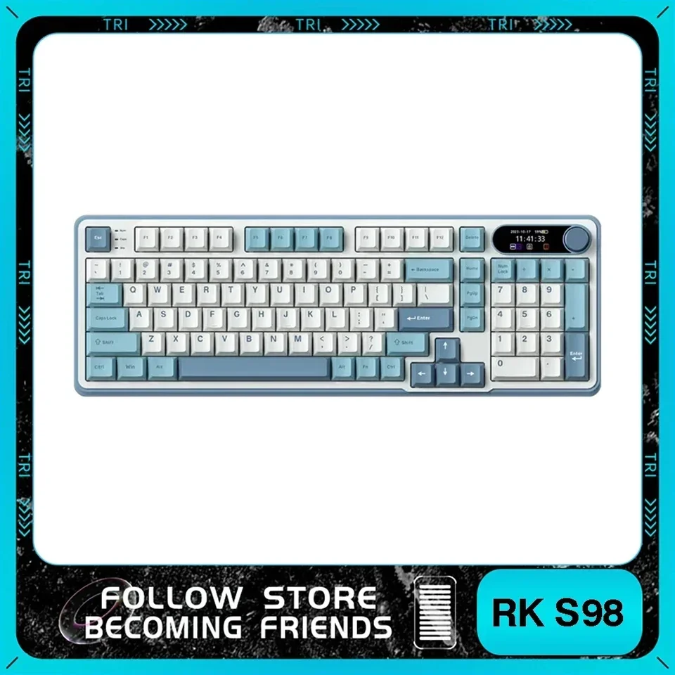 RK S98 Mechanická klávesnica horná montáž TFT Screen 98 Klávesy RGB BT5.0/2,4G/USB-C bez bezdrôtového trojóka Klávesnica Hot Swapble Keyboard