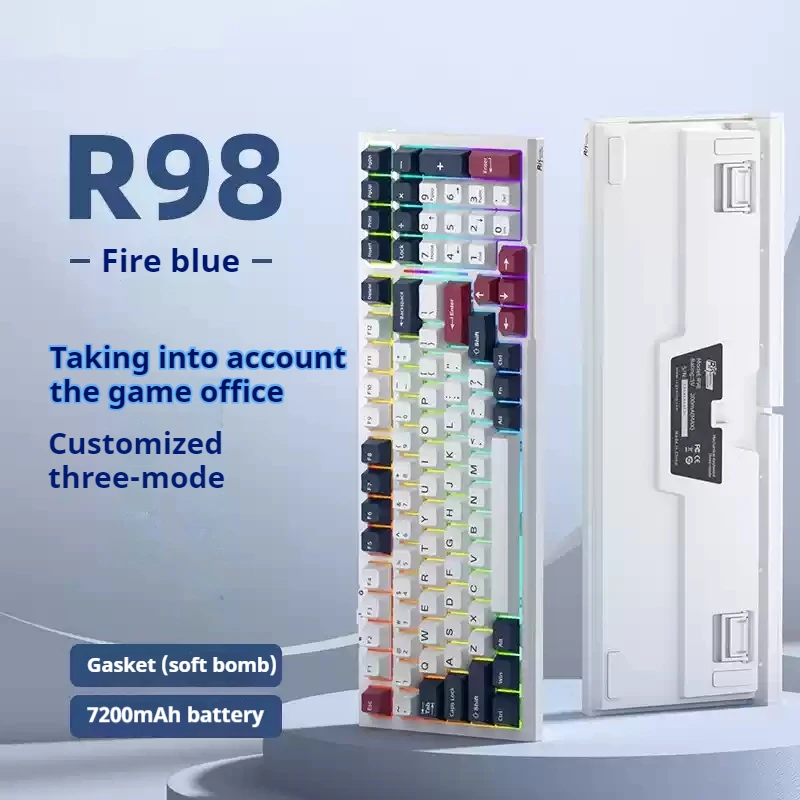 RK98 Wireless Mechanical Keyboard 99 Klávesy Tri metódy pripojenia podporujú horúce vymeniteľné tablety notebooky Office Gaming Keyboard