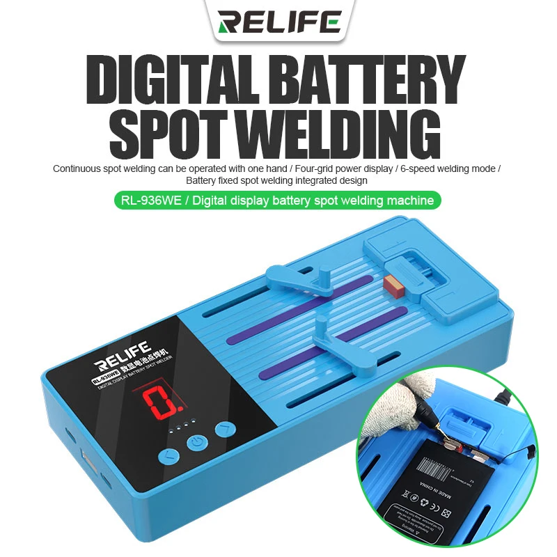 RL-936WE Digitálny displej s batériou Spot Welding Machine 6-stupňový zvárací režim nabíjania typu C pre opravu mobilných telefónov a počítača
