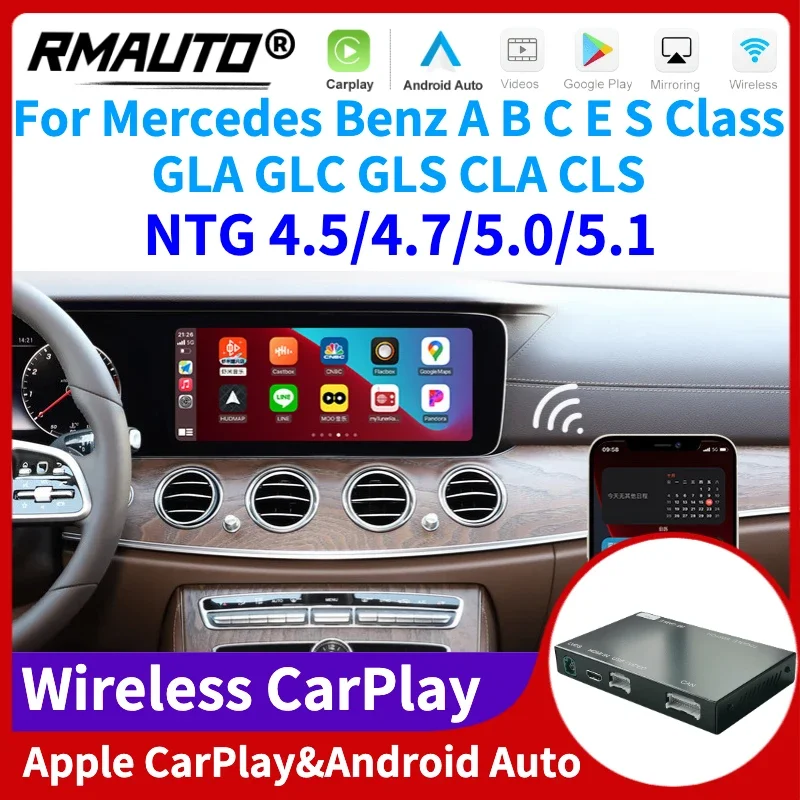 RMAUTO Wireless Apple CarPlay Android Auto NTG 4.5 4,7 NTG 5.0 5.1 Pre Mercedes Benz A/B/C/E/S/GLA/GLC/CLA/CLS W204 W205 W212