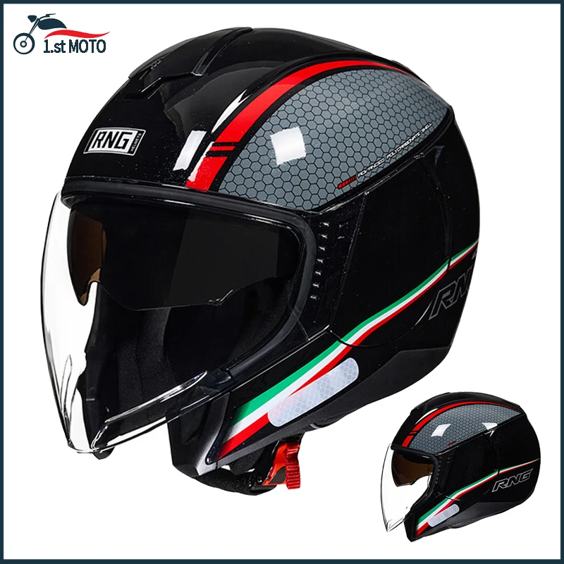 RNG Motocyklová prilba prilba farieb Half Face Capacete Dual Lens Casco Fashion Kórea Trendy Motokross motobike Casque pre Honda