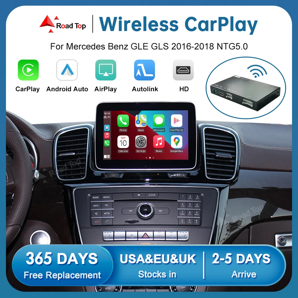 Road Top Wireless CarPlay Android Auto pre Mercedes Benz GLE GLS NTG5.0 2016-2018, so zrkadlom Link AirPlay CAR Funktions