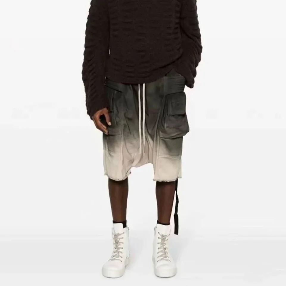 Roadrák Gradient Farba premytá dvojitá slučka visiaci rozkrok Harem Pants pre mužov