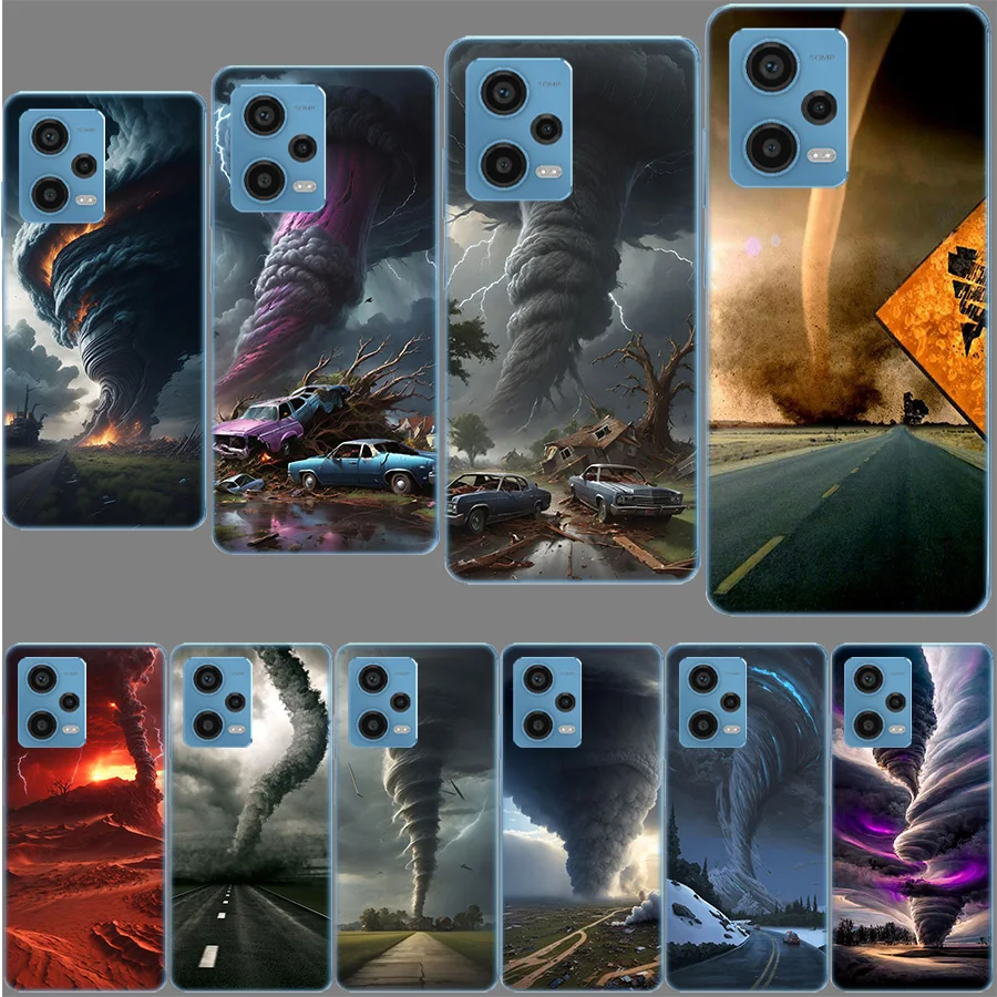 Roaring Tornado Case pre Redmi Note 12 Pro 11 Pro Plus 12S 11S 11E 10 5G 10S 9S 9T 9 8T 8 7 Telefón TPU Clear Cover