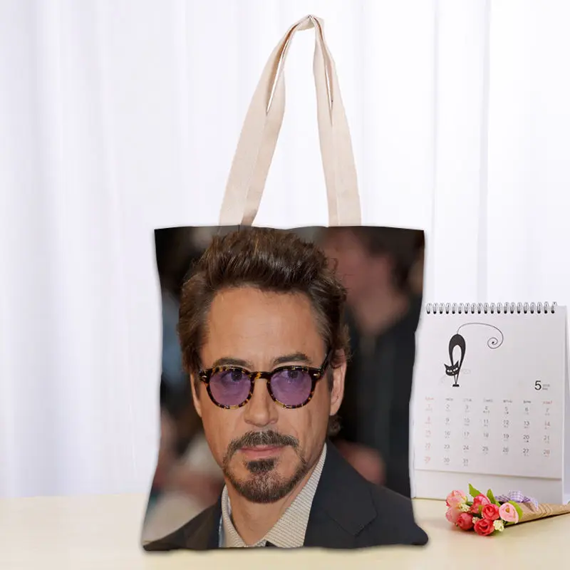 Robert Downey Jr Tote Bag Flowable Shopping Bag Opätovne použiteľný eko veľký unisex plátno tkanina taška na ramená s potravinami s potravinami 03-18