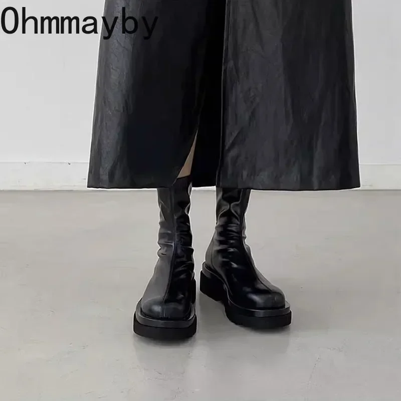 Robustné päty žien elastické krátke topánky módy zadné zips topánky jesenná zimná platforma Flats Dámske členky členky topánky