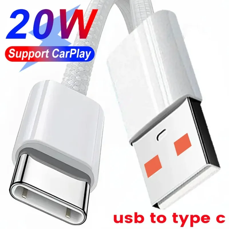 Robustný nylonový vrkôt USB Type C Dátové káble rýchle nabíjanie USB C nabíjačku drôt podpora pre Apple CarPlay iPhone 15 Pro Max Samsung