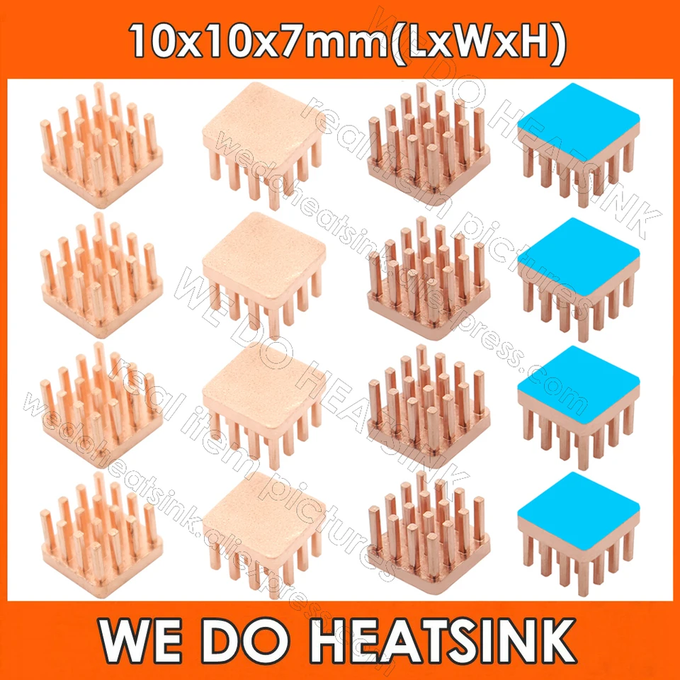 Robíme chladič 10x10x10mm bez alebo s tepelnou podložkou Malé štvorcové kolíky Copper Heatsink chladič chladiča chladiča
