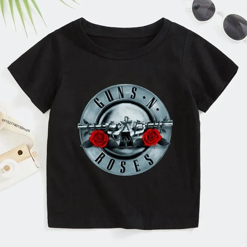 Rock Band Gun N Roses Detské tričko Chlapci a dievčatá KPOP Hudba Krátke rukávy Tops Kids 3T ~ 14t Casual Cotton Clothes