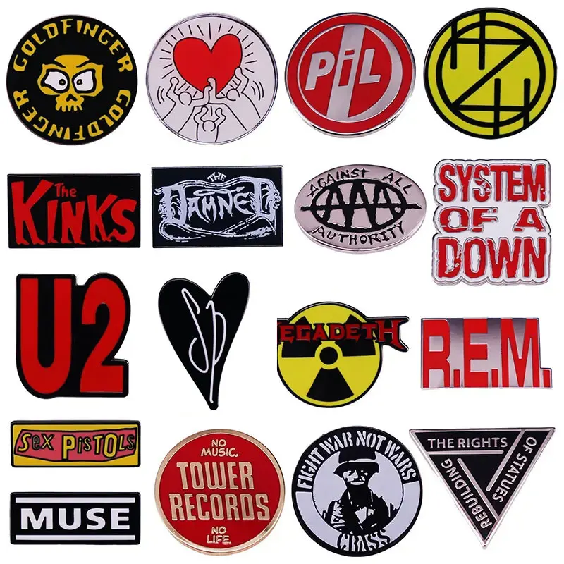 Rock Band Punk Style Music Smalt Pins Metal Hudba Brošge odznak módne šperky klobúk klobúk batohové doplnky darčeky