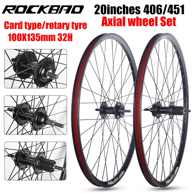 Rockbao 20inch Bicycle Wheelset 406/451 Disk Brzd Double Aluminium Rig 2Bearings 100x135mm