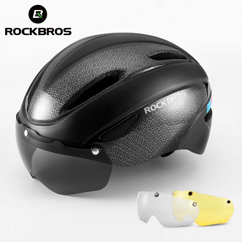 Rockbros Bicycle Helma Aero Cycling Helma integrálne premiestnená bicykla Helma Men Ženy Goggles Lens MTB Road Cycling Equest