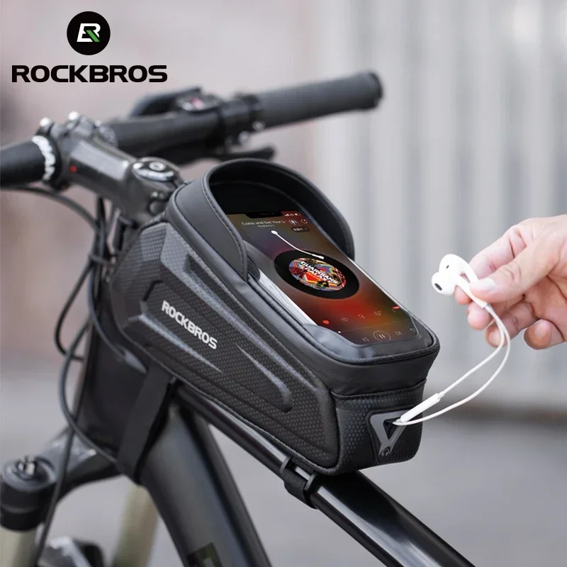 Rockbros Bicykel Taška Vodotesná dotyková obrazovka Cyklovanie vrecka horná predná trubica rám MTB Road Bike Bag 6.5