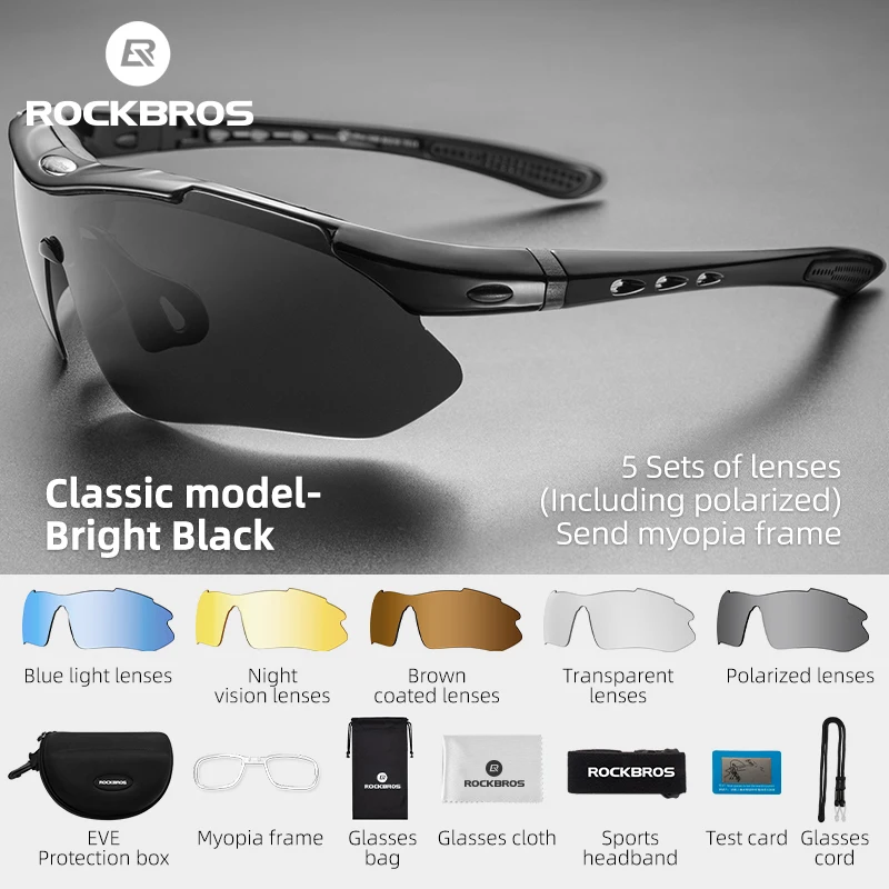 Rockbros cyklistické polarizované okuliare na bicykel Photochromatické vonkajšie športové slnečné okuliare Mtb PC PC okuliare okuliare 5/3 objektívov bicykel