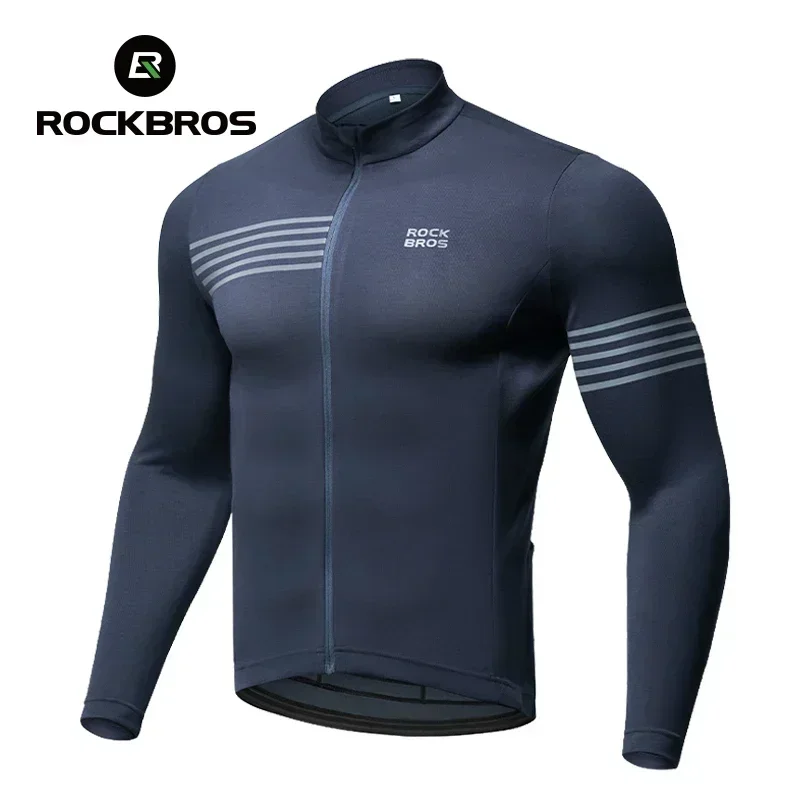 Rockbros zimná cyklistická bunda Teplé dlhé rukávy Top jazdné oblečenie Tesné reflexné logo Pánske cyklistické dresy profesionálne látky