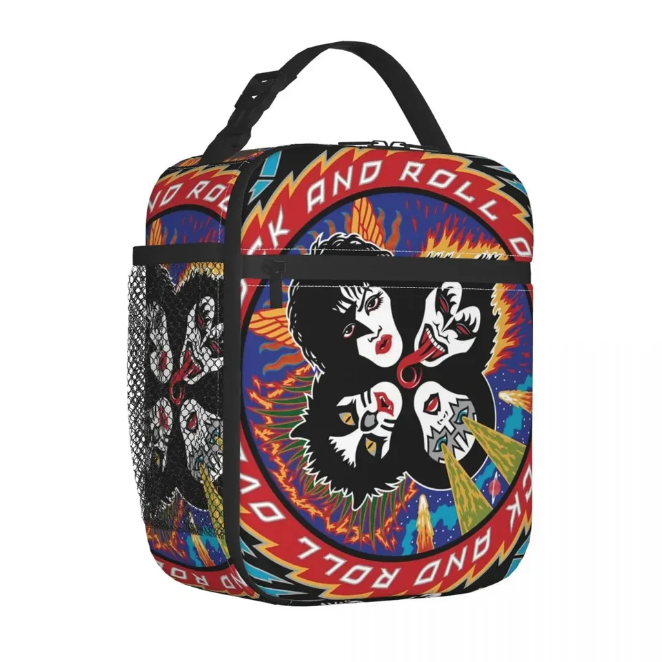 Rocková kapela Heavy Metal Izolované obedové tašky Kiss jedlá Container Cool Tack Tote Lunch Box School Picnic Storage Storage Tašky
