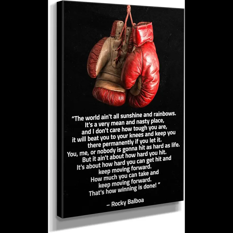 Rocky Balboa Motivačný citát plátno Print Boxing Wall Art Sylvester Stallone Design Read to Hang in X v galérii zabalené