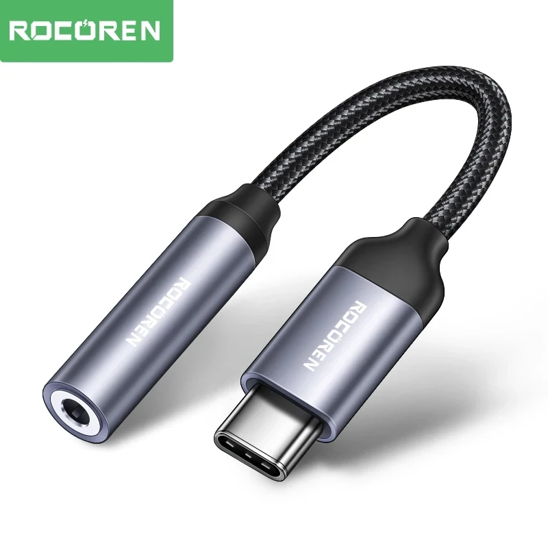 Rocoren USB Typ C až 3,5 mm AUX káblové slúchadlá pre slúchadlá pre Huawei Honor OnePlus iPhone 15 plus max
