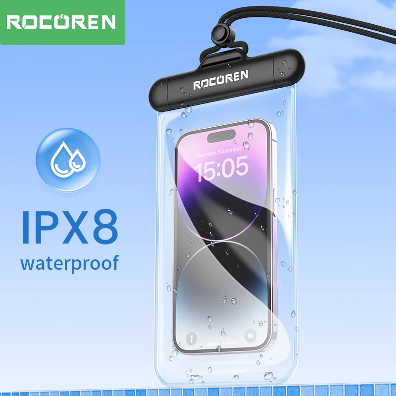ROCOREN Vodotesný puzdro pre iPhone 1514 13 Pro Samsung Xiaomi Swim Water Proof Puzdet Puzdro Univerzálny ochranný kryt